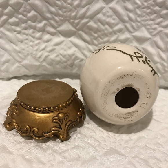 Decorative Christmas Ceramic Porcelain Egg on Stand Candles Gold Accents Vintage - Picture 5 of 7